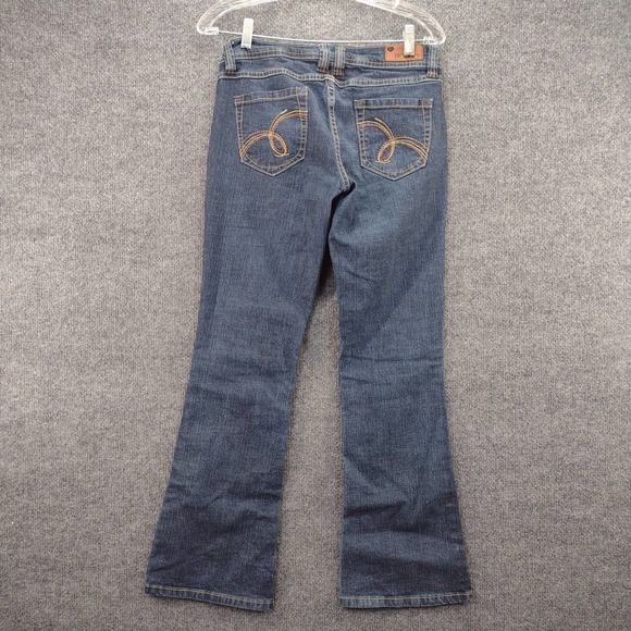 Womens Bongo Flirty Bootcut Jeans Size 7 Blue 14.5W 28.5 Inseam Decorated Pocket - Picture 3 of 11